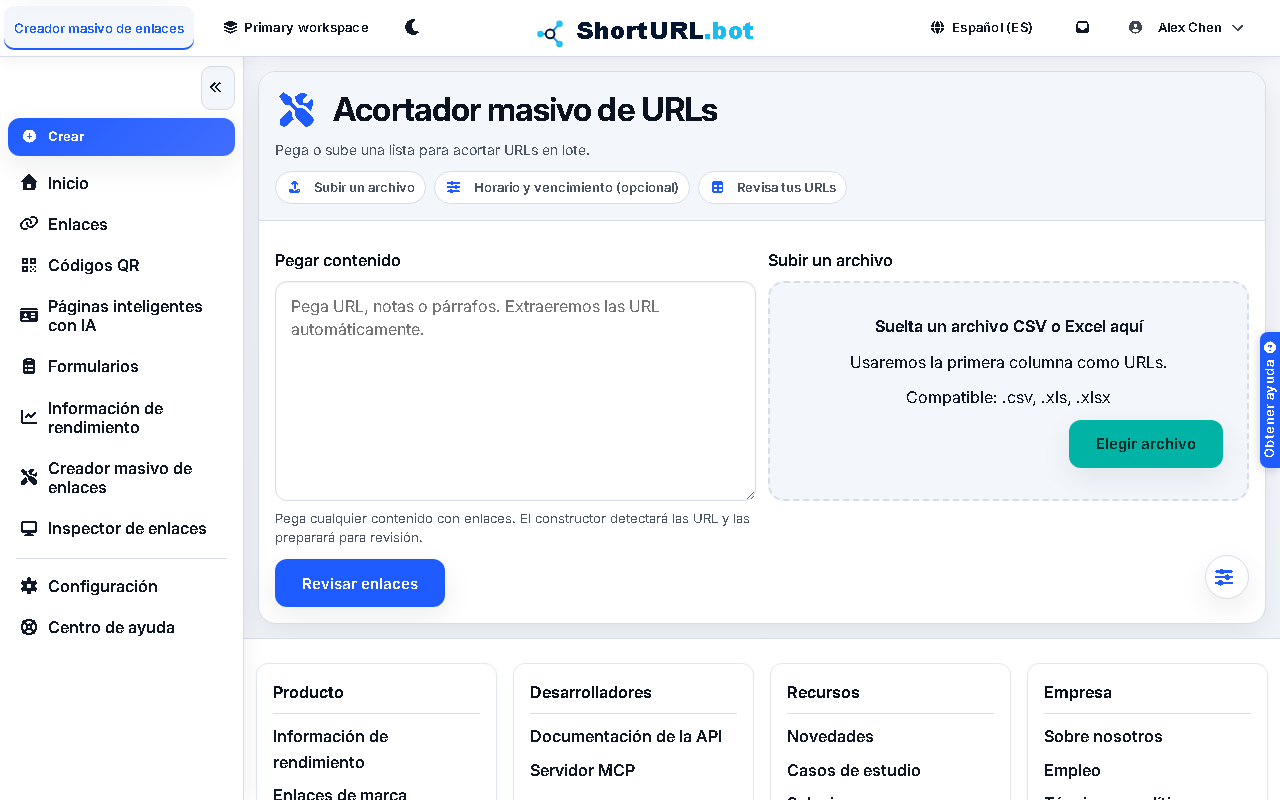 Captura de pantalla de Bulk Link Builder