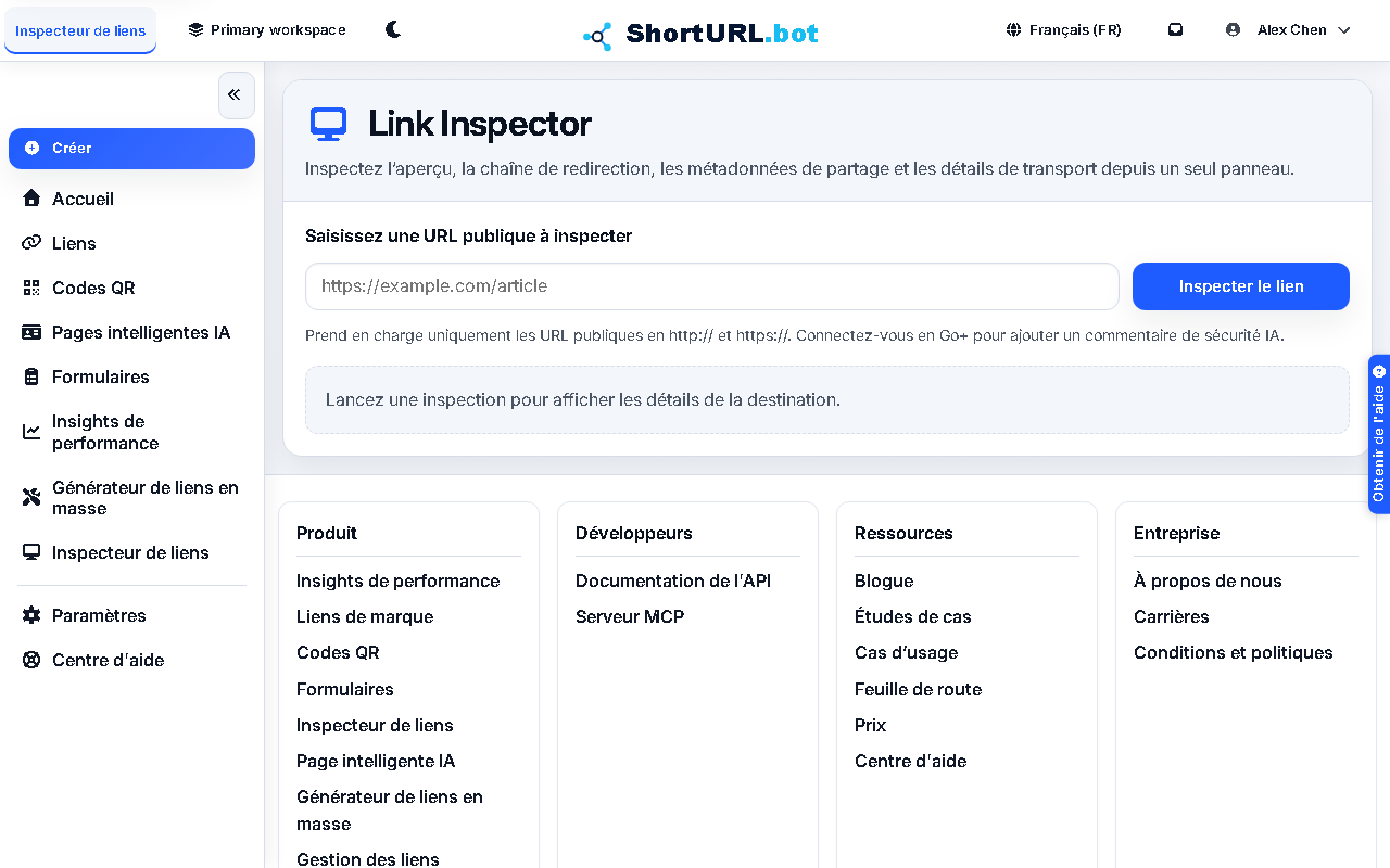 Capture d\u2019\u00e9cran de l\u2019Inspecteur de liens