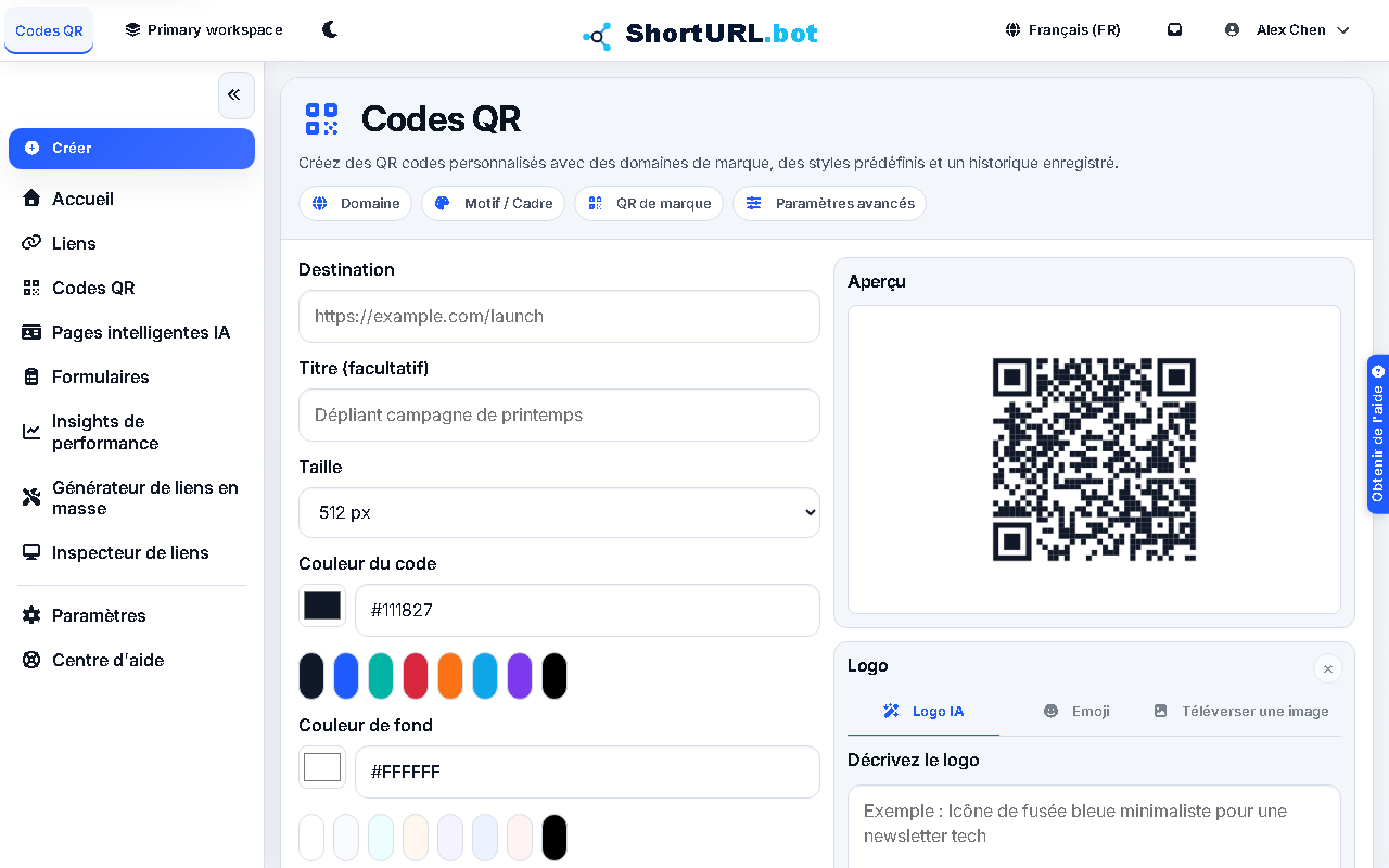 Capture d\u2019\u00e9cran des codes QR