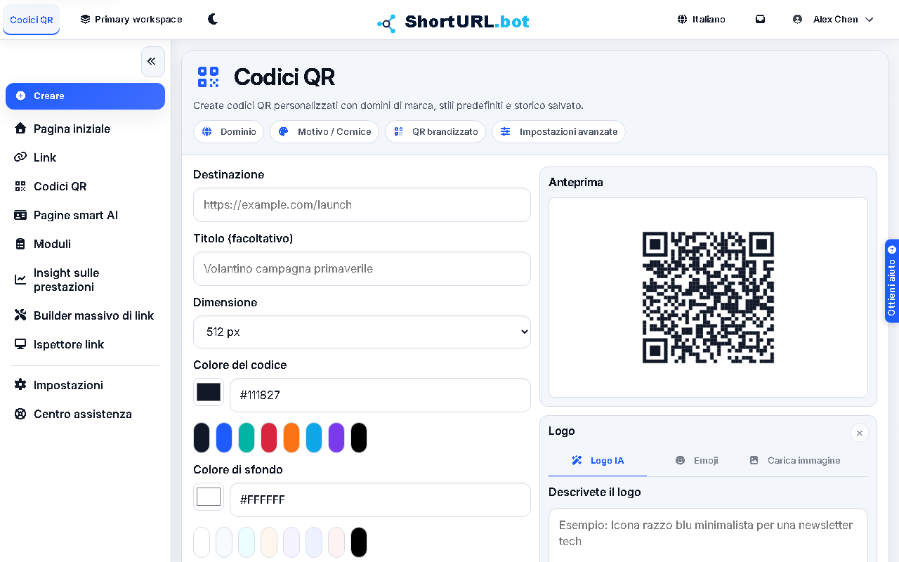 Screenshot Codici QR