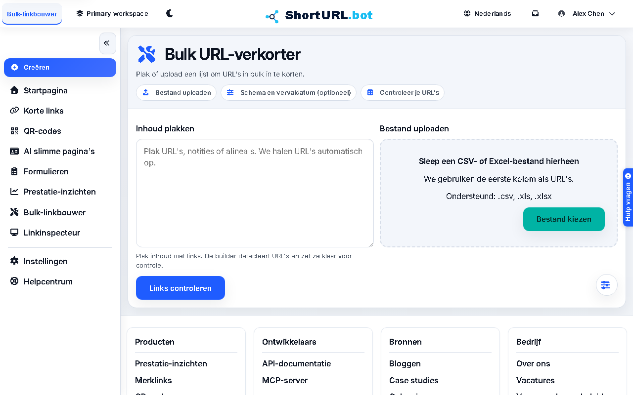 Screenshot Bulk Link Builder