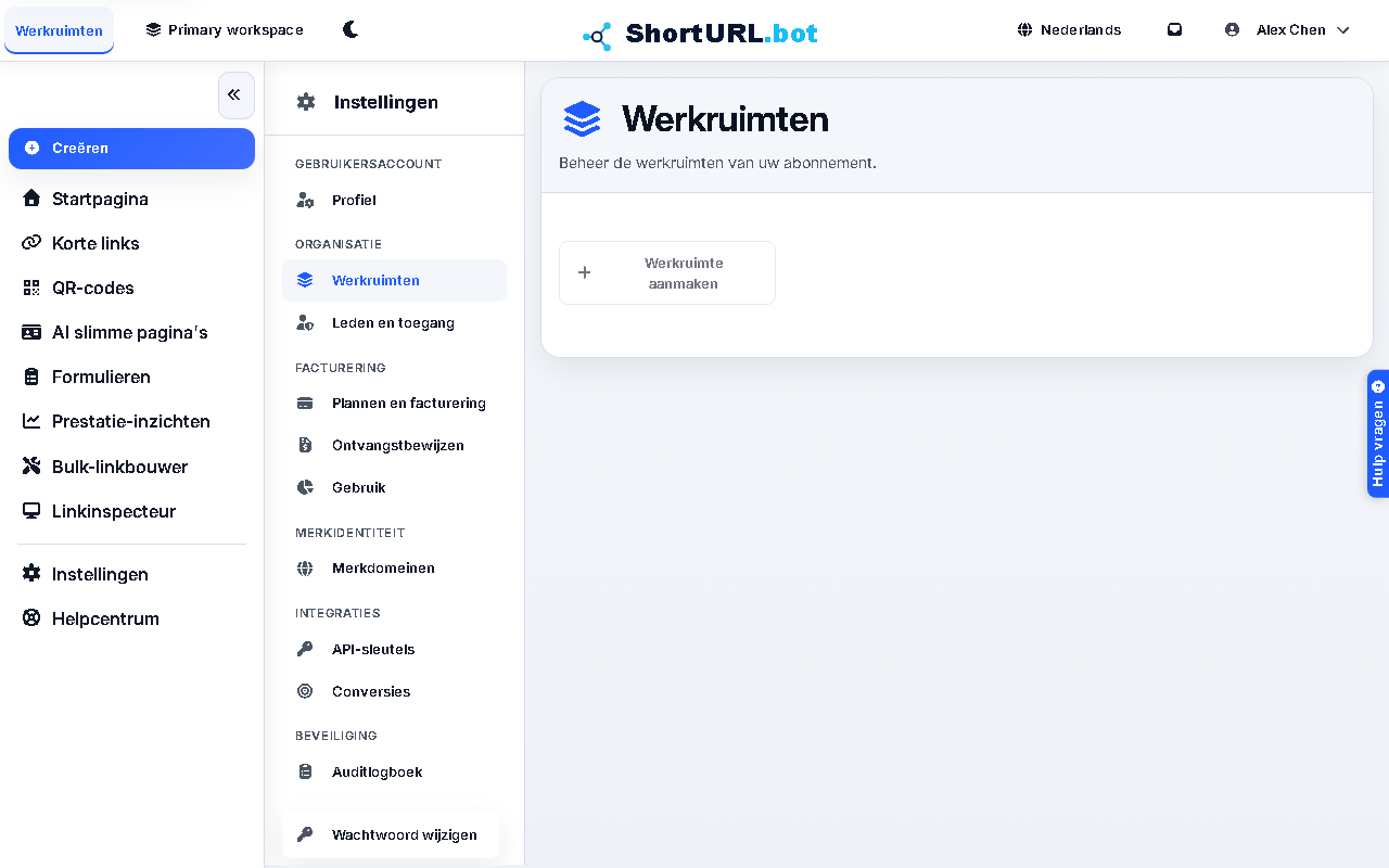 Screenshot werkruimten